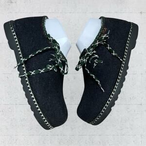 Wild N Wooly By Stegmann Black Wool Felt Lace Up Clogs Size 8 Comfort